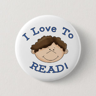 I Love to Read Boy 6 Cm Round Badge