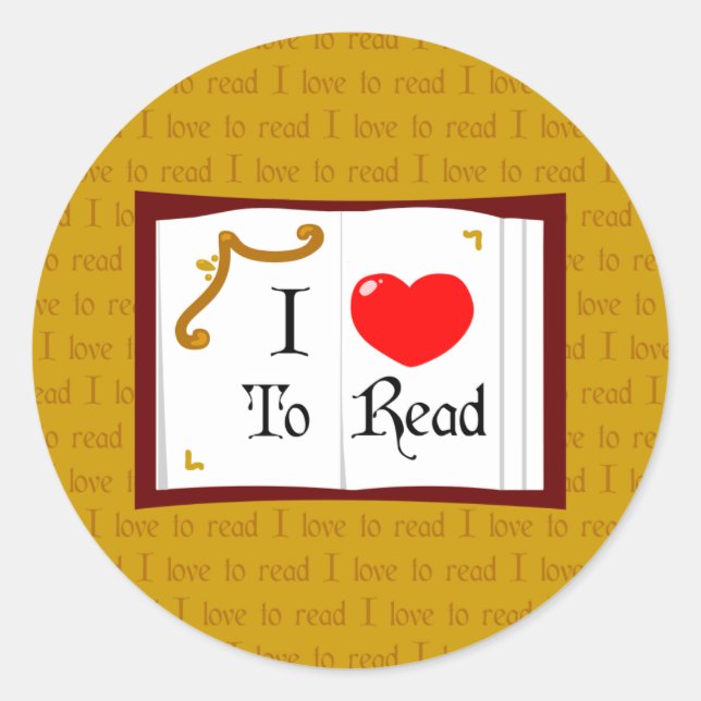 I Love To Read Classic Round Sticker (Front)