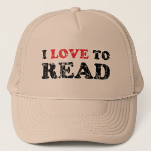 I Love To Read Distressed Trucker Hat