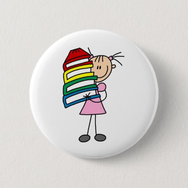 I Love To Read Stick Figure 6 Cm Round Badge (Front)