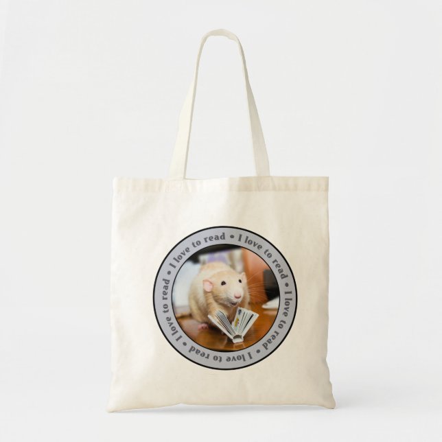 I LOVE TO READ Tote Bag featuring Marty Mouse (Front)