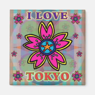 "I LOVE TOKYO" Flowers Magnet
