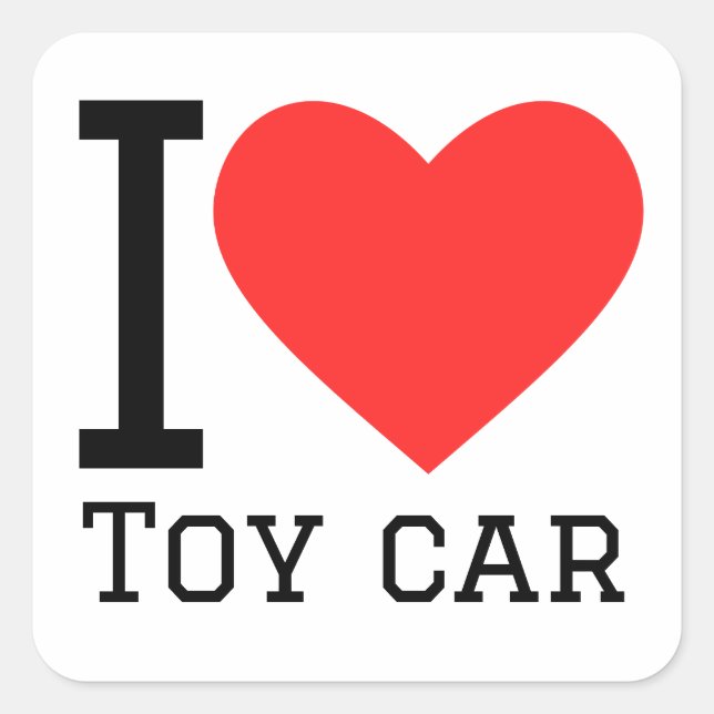 I love toy car square sticker (Front)