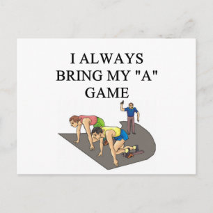 i love track and field running raing postcard