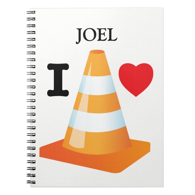 I Love Traffic Cones Fun Student Graduation Spiral Notebook (Front)