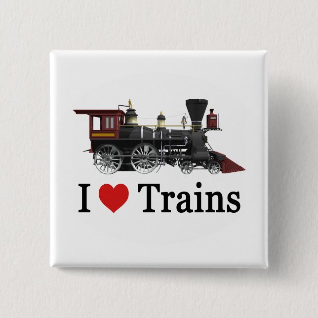 I Love Trains 15 Cm Square Badge (Front)