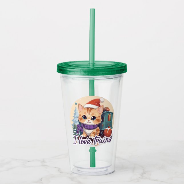 I love trains acrylic tumbler (Front)