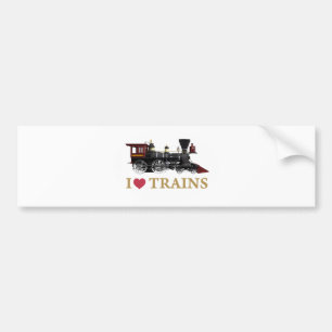 I Love Trains Bumper Sticker
