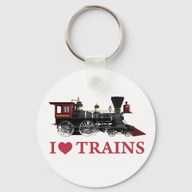 I Love Trains Key Ring (Front)