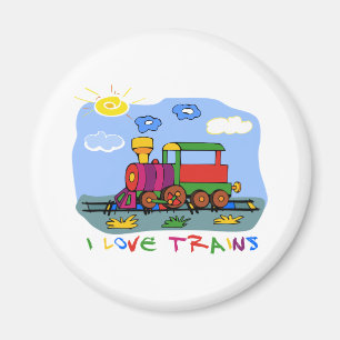 I Love Trains Magnet