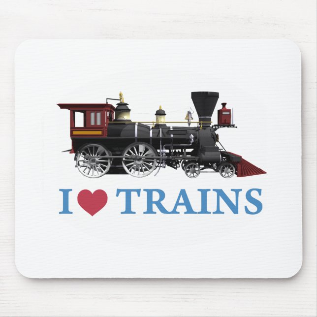 I Love Trains Mouse Pad (Front)