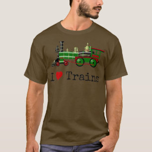 I Love Trains Railfan Railroad Engine Rail Buff T-Shirt