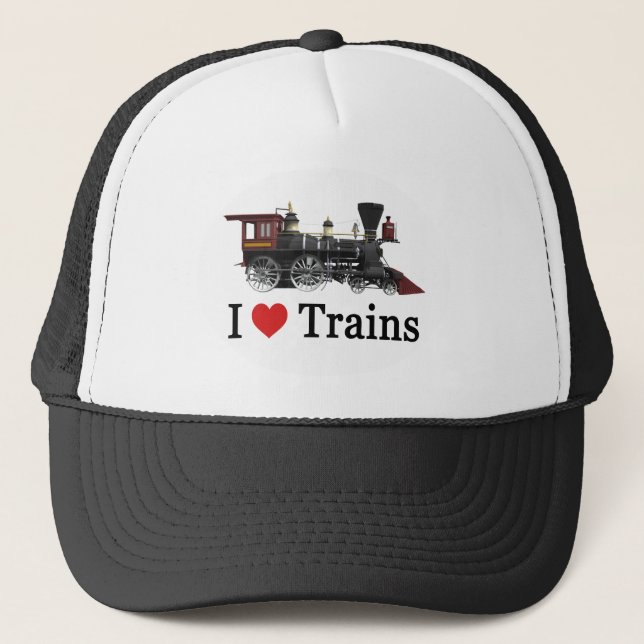 I Love Trains Trucker Hat (Front)