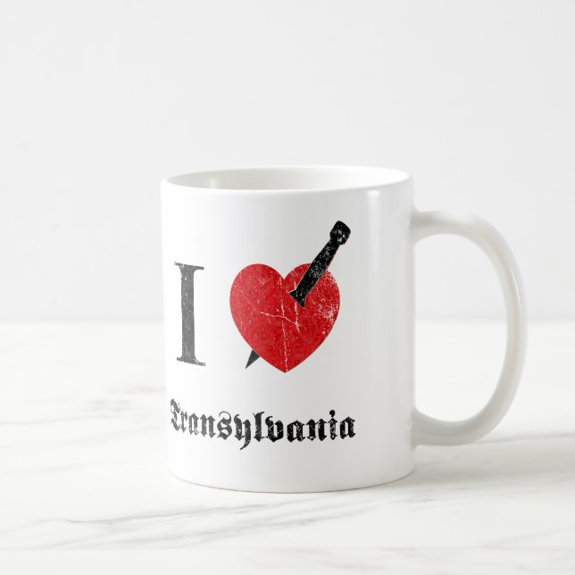 I love Transylvania (black eroded Font) Coffee Mug (Right)