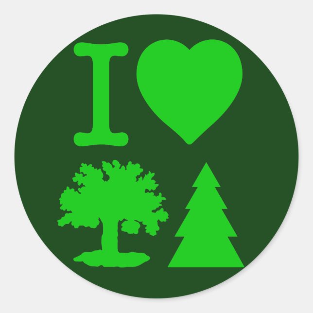 I Love Trees Classic Round Sticker (Front)