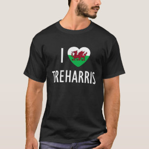 I Love Treharris Wales Flag Heart Dragon Welsh T-Shirt