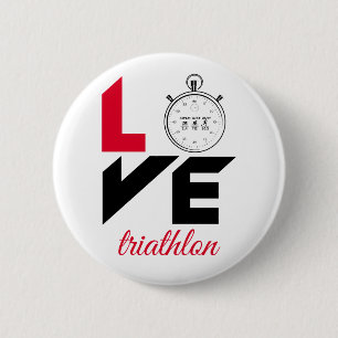 I love triathlon 6 cm round badge