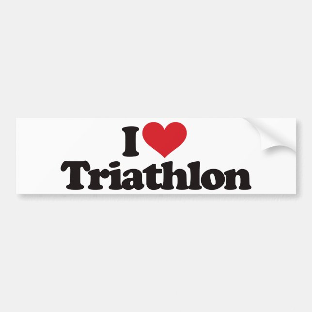 I Love Triathlon Bumper Sticker (Front)