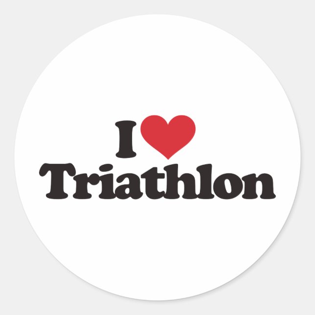I Love Triathlon Classic Round Sticker (Front)