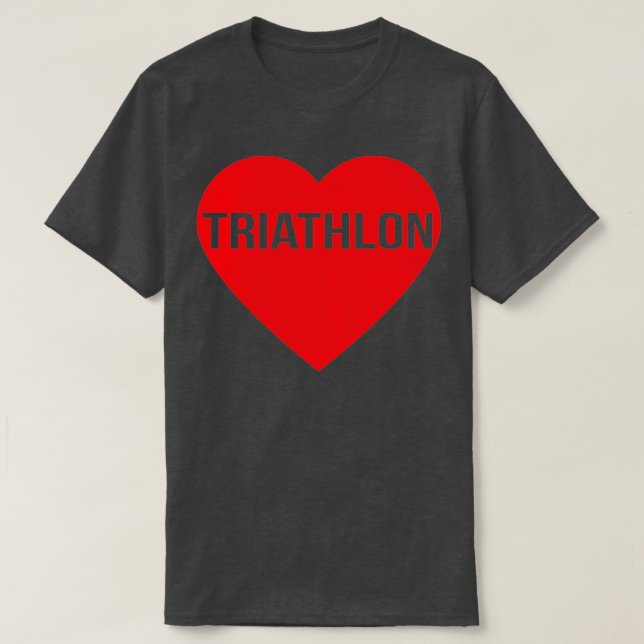 I Love Triathlon Heart Swim Bike Run Triathlete T-Shirt (Design Front)