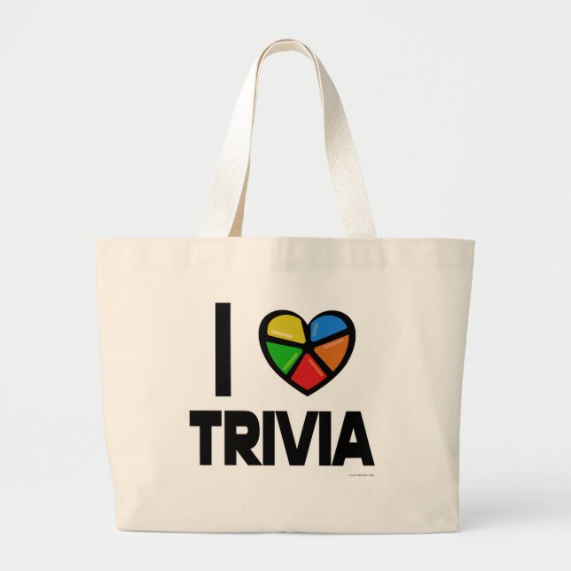 I Love Trivia Fun Epic Game Night Fun Logo Large Tote Bag (Front)