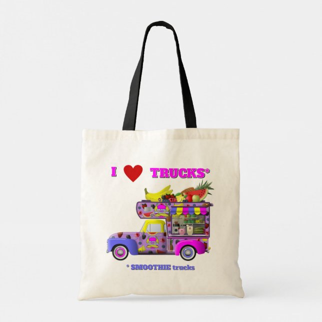 I Love Trucks (Smoothie Trucks) Tote Bag (Back)