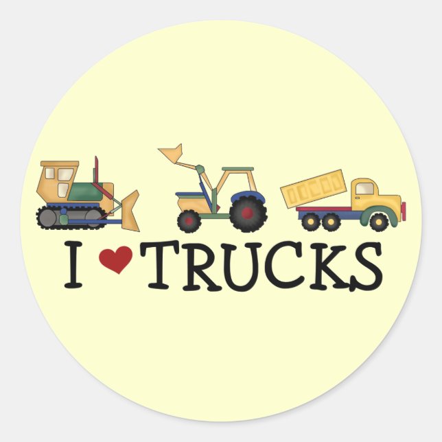 I Love Trucks T-shirts and Gifts Classic Round Sticker (Front)