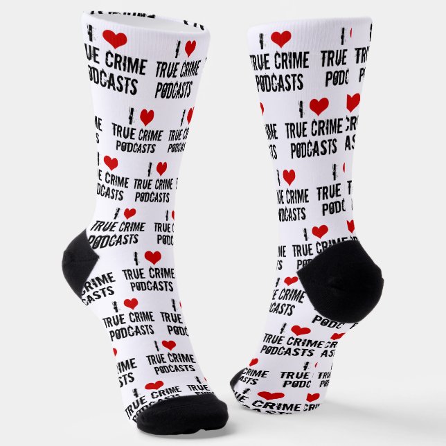 I Love True Crime Podcasts Funny Socks (Angled)
