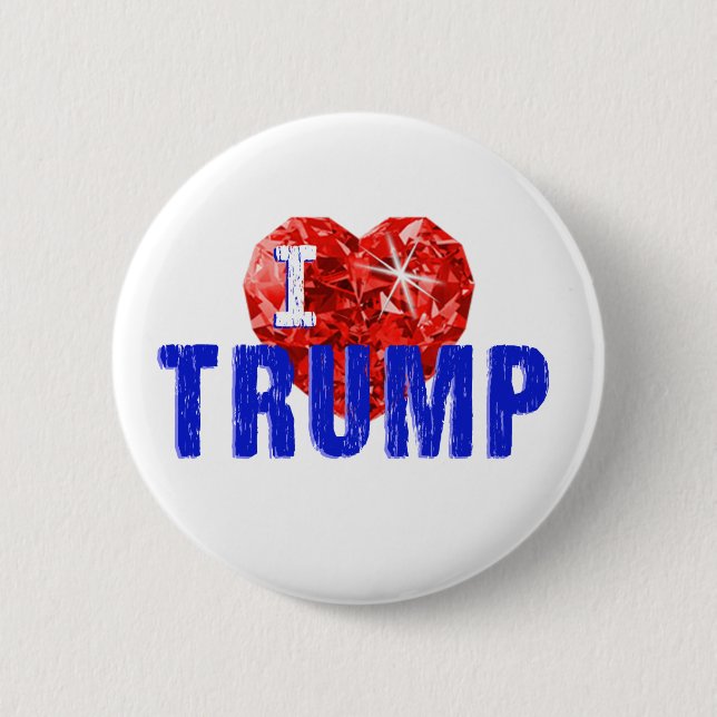 I Love Trump Heart Red White and Blue 6 Cm Round Badge (Front)