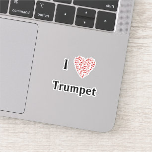 I Love Trumpet Red Heart of Music Notes Vinyl