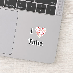 I Love Tuba Red Heart of Music Notes Vinyl
