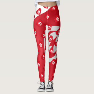 I Love Tunisia Tunisian Flag Hearts Pattern Funny Leggings