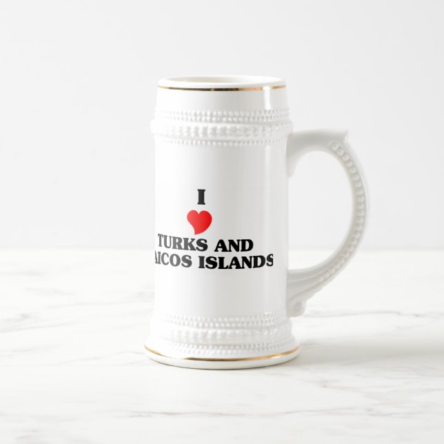 I Love Turks and Caicos Islands Beer Stein (Right)