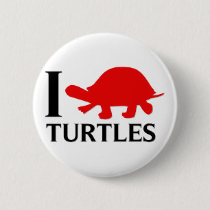 I Love Turtles 6 Cm Round Badge