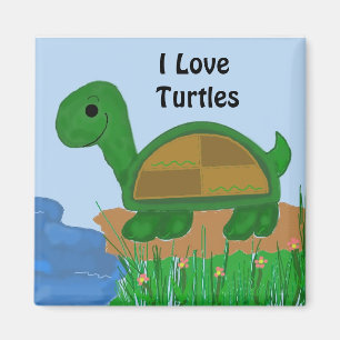 I Love Turtles Design Magnet