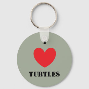 I Love Turtles Key Ring