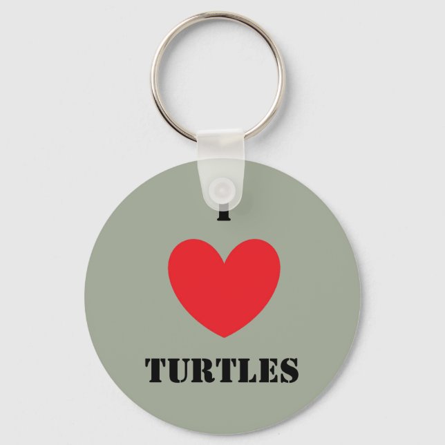 I Love Turtles Key Ring (Front)