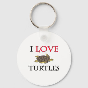 I Love Turtles Key Ring