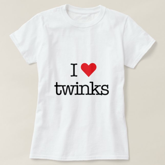 I Love Twinks with Heart Cute Shirt for Gay Men LG (Design Front)