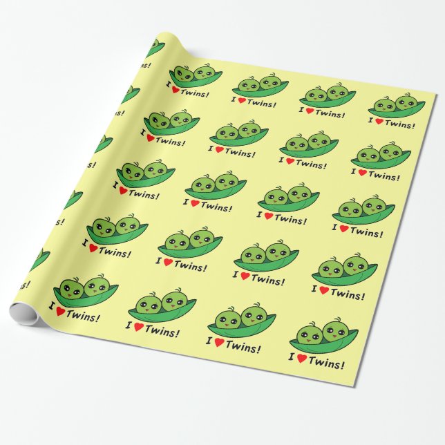 I Love Twins: Two Peas in a Pod Wrapping Paper (Unrolled)