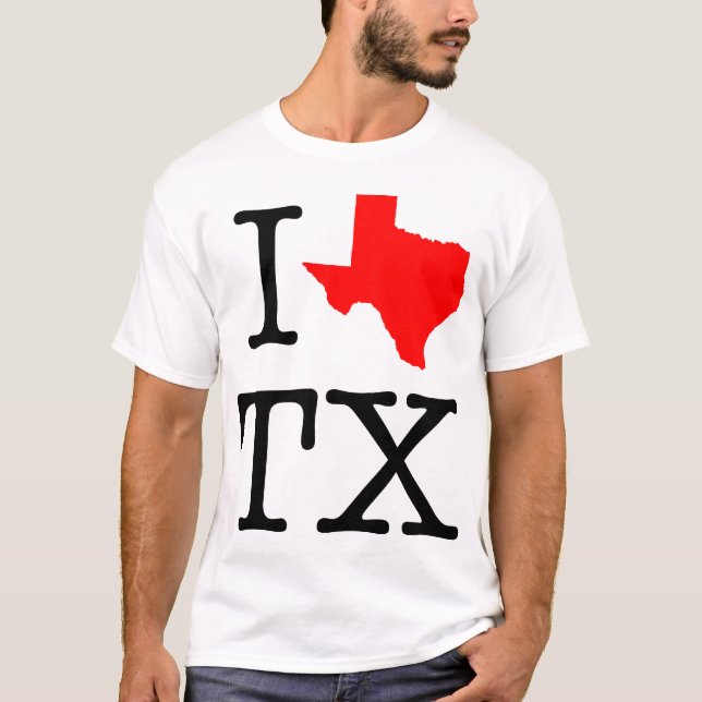 I Love TX Texas T-Shirt (Front)