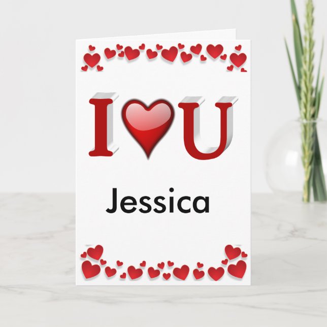 I Love U Custom Valentines Day  Card (Front)