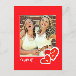 I Love U, Cute Hearts -  Custom Photo Personalised Postcard