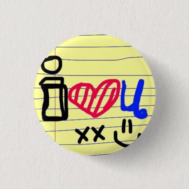 i love u doodle 3 cm round badge (Front)