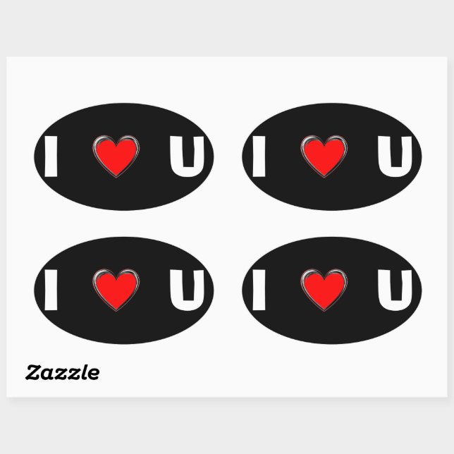 I LOVE U "HEART ART" OVAL STICKER (Sheet)