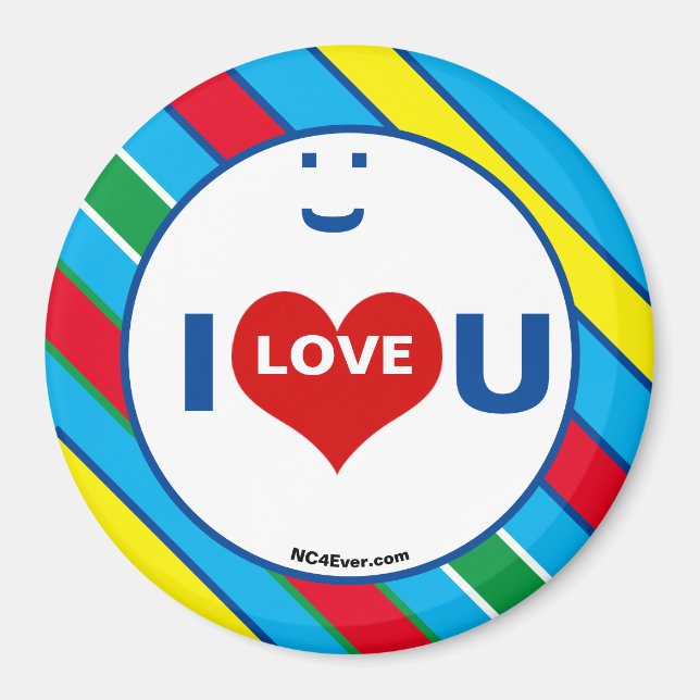 I LOVE U Multi colour Refrigerator Magnet (Front)