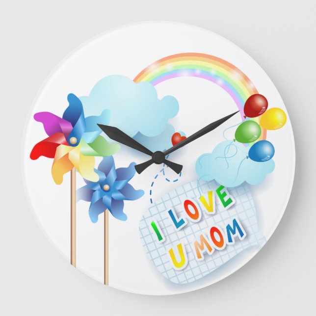 I love U mum Large Clock (Front)
