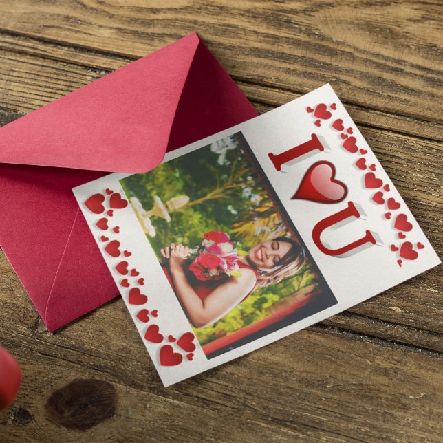 I Love U red Valentines Day photo Card (Creator Uploaded)