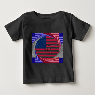I Love U.S.A. Swirl: Patriotic Heart Art Print Baby T-Shirt