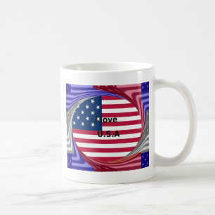 I Love U.S.A. Swirl: Patriotic Heart Art Print Coffee Mug